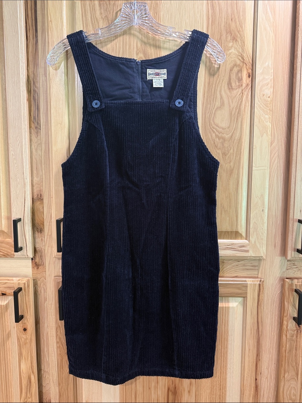 Vintage County Seat Women’s Sz 3/4 Classic Navy Corduroy Pinafore Jumper Dress